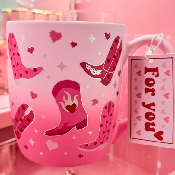 Sheffield Home Other - Pink Cowgirl Boots Ceramic Mug Western Valentine Aesthetic Coffee Cup